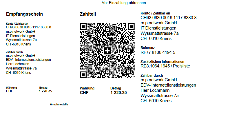 Swiss QR Rechnung mit FenOffice NG